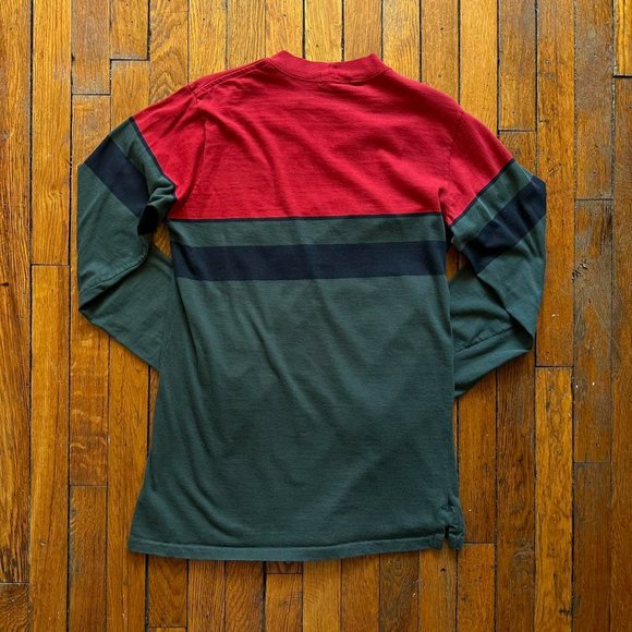 Vintage 80s Polo by Ralph‎ Lauren Made USA Men Red Green Navy Long Sleeve Shirt - Picture 5 of 7